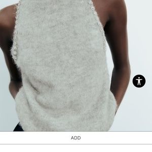 Zara gray sleeveless knit top with rhinestones